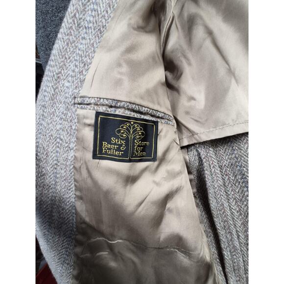 Vintage Stix Baer & Fuller Blazer Mens Medium Brown Wool Tweed Elbow Patch 70s - Picture 3 of 9